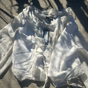 PrettyLittleThing Cream Sheer Blouse